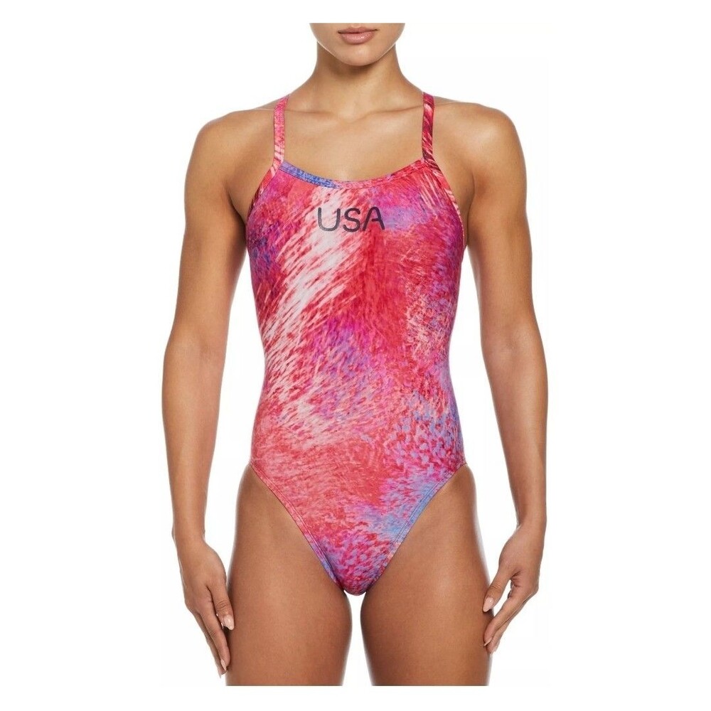 Nike Women's Pink Olympic Racerback One Piece Swimsuit Sz 38 New